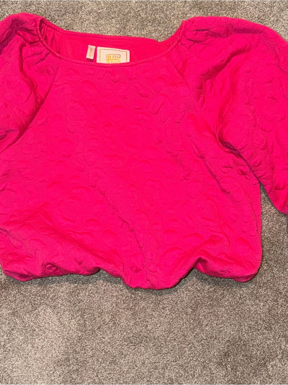 Women’s Pink Textured Puff-Sleeve top